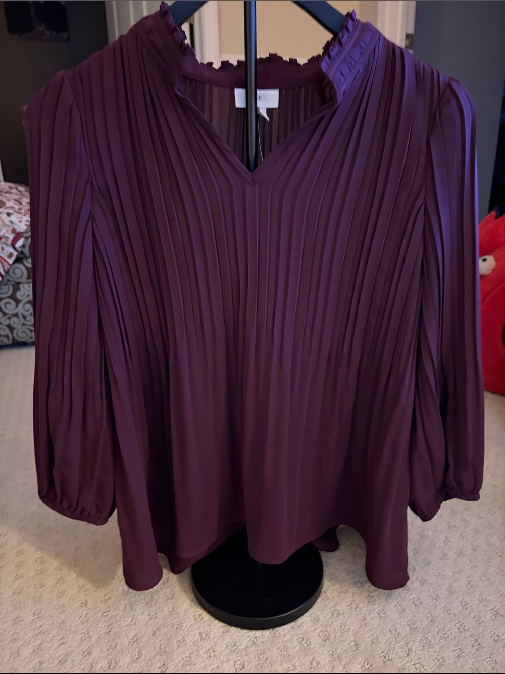 J. Jill Plum Pleated V-Neck Blouse